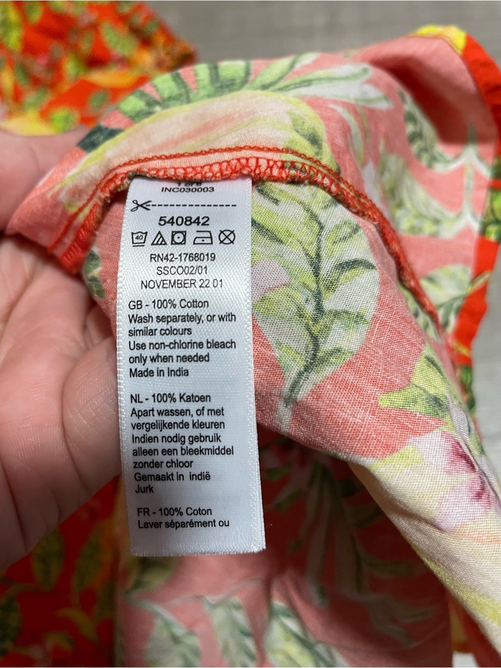 Monsoon Orange Floral Maxi Dress Size 18 - Picture 5 of 5